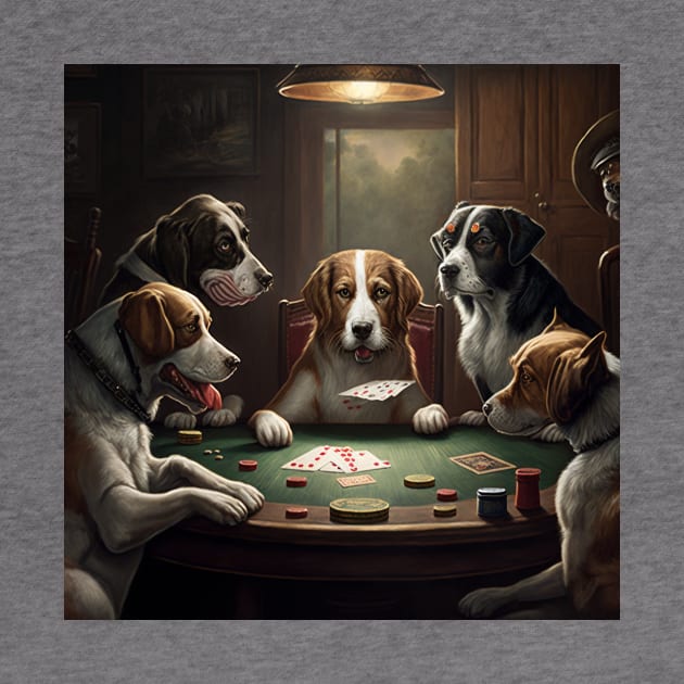 Funny Dogs Playing Poker by C.M. Coolidge illustration by KOTYA